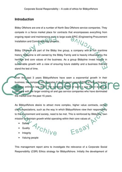 Corporate Social Responsibility - A code of ethics