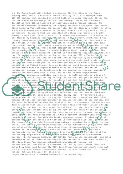 Analyzing Value Net for Omni Hotel & Resort