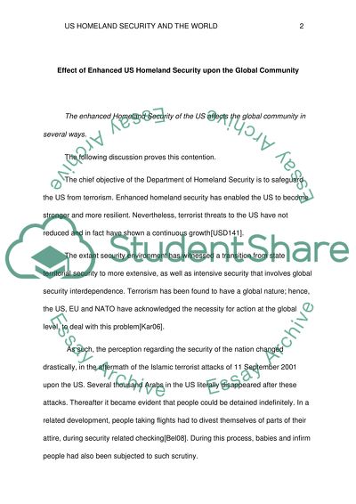 U.S. Homeland Security in the Context of Global Security