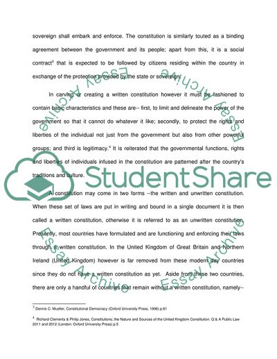 Should the United Kingdom Introduce a Written Constitution