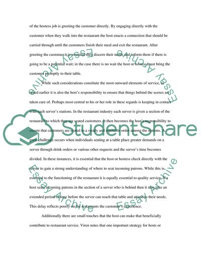 Service in the Restaurant Industry