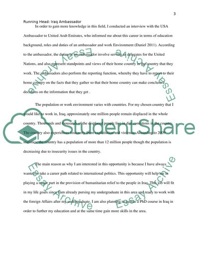 Becoming an Iraq Ambassador