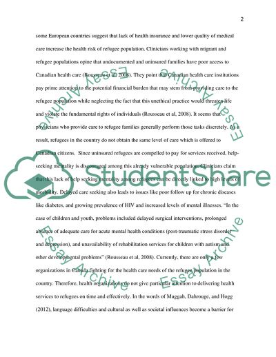 Health Care of Refugees in Canada