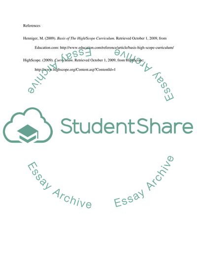 Early Childhood Education - Basis of The High Scope Curriculum