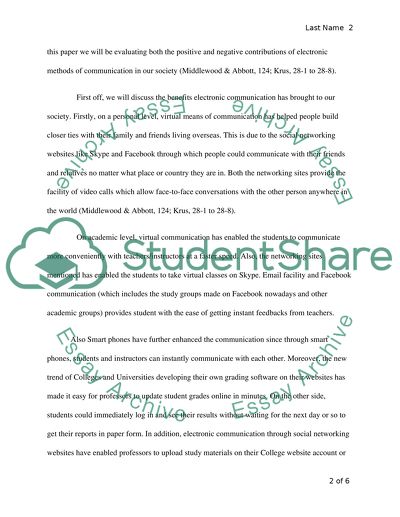 Electronic Communication and Virtual Networking Sites