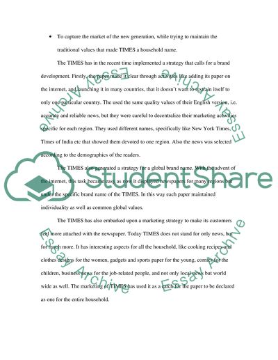 Marketing for a Newspaper Company: The TIMES