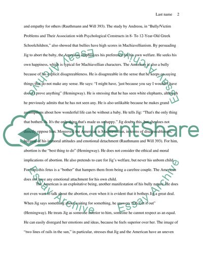 The Loss of Self-Esteem, Autonomy, and Happiness in Hills like White Elephants