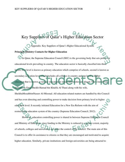 Key Suppliers of Qatars Higher Education Sector