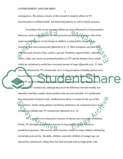 The Impact of Advertisement on Children