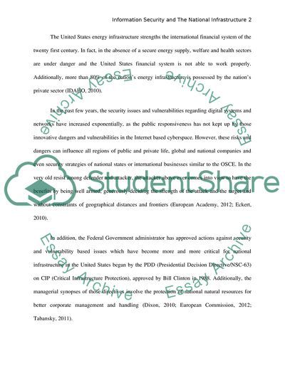 Information Security and the National Infrastructure