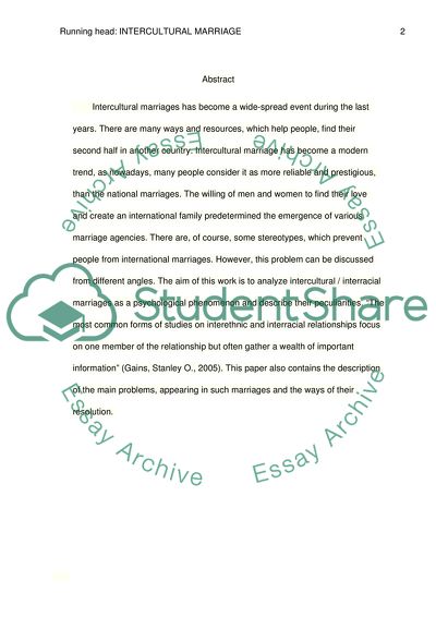 Intercultural and Interracial Marriages and Counseling