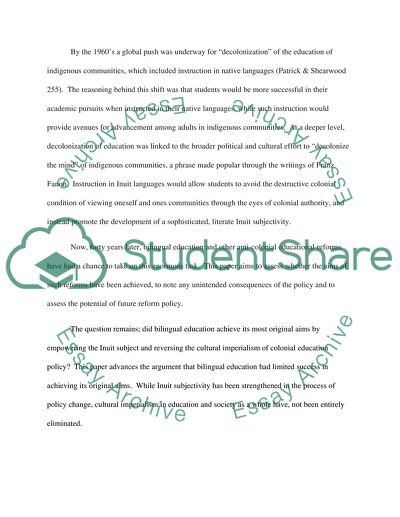 Assessing Bilingual Education in Nunavut; Has Mother Tongue Instruction Decolonized Our Minds