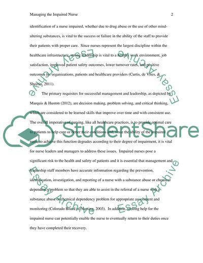 Managing the Impaired Nurse