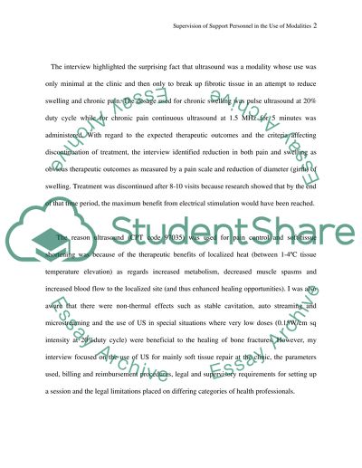 Supervision of Support Personnel in the Use of Modalities