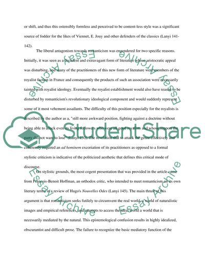 Romanticism in Literary France