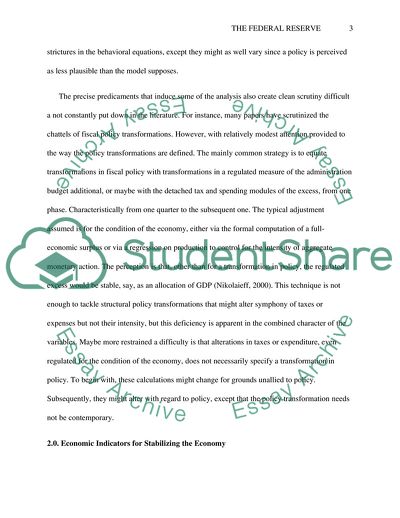 The Federal Reserve in Stabilizing the Current Economy