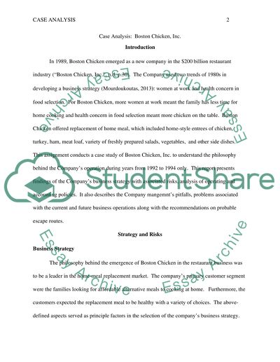 Business Strategy of Boston Chicken