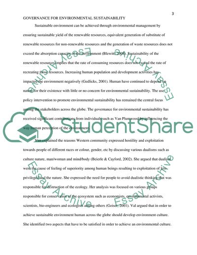 Governance for Environmental Sustainability