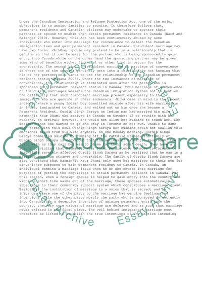 Immigration Marriage Fraud in Canada