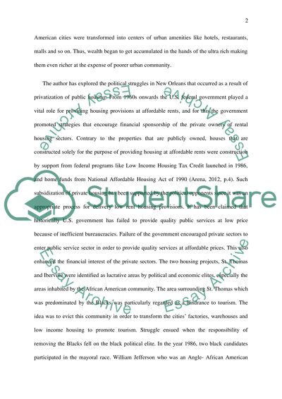 Inequality Regime in Public Housing in New Orleans