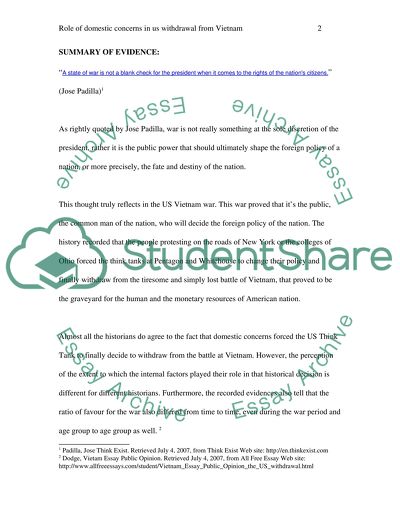 Role of domestic concerns in us withdrawal from vietnam