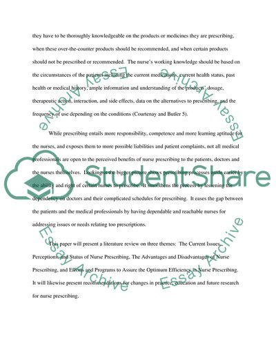 Analysis of the Literature about Nurse Prescribing