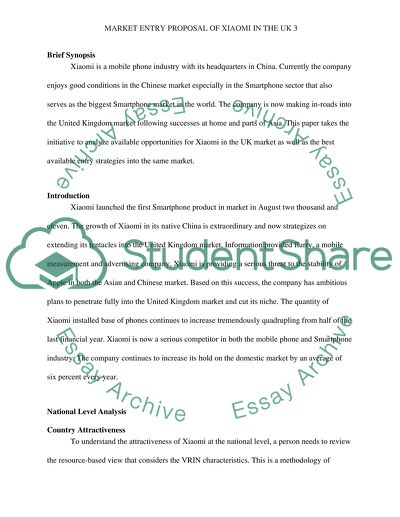 Market Entry Proposal of Xiaomi in the UK