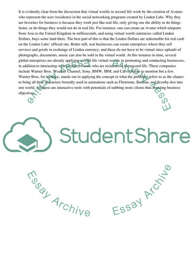 Second Life Virtual World