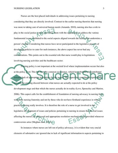 Fundamental Role That Nurse Plays in Healthcare Legislature