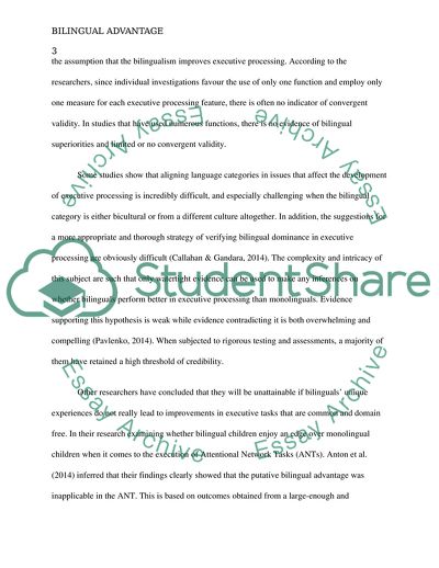 Is There a Bilingual Advantage in Executive Processing