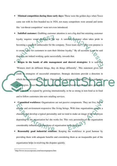 Market Analysis for TESCO