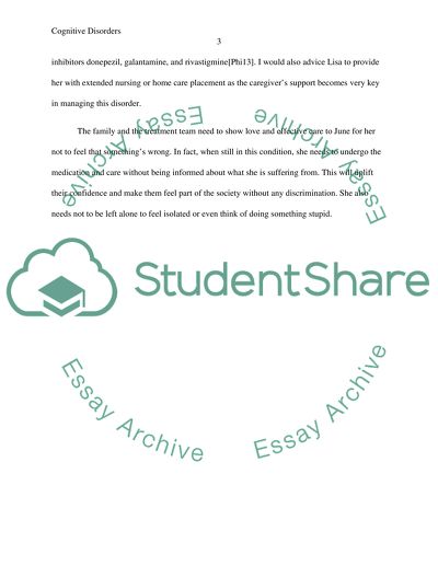 Case Study - Cognitive Disorders