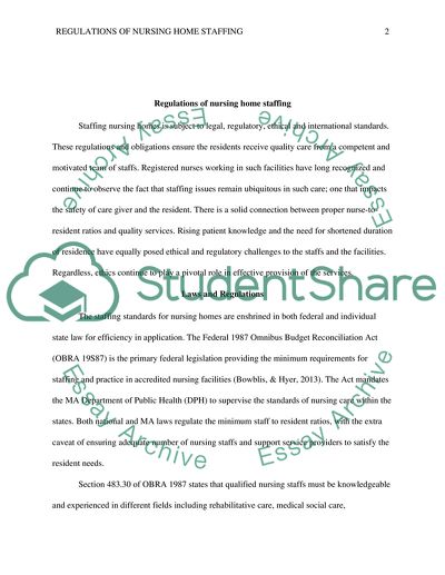 Staff Issues/Legalities in a Nursing Home