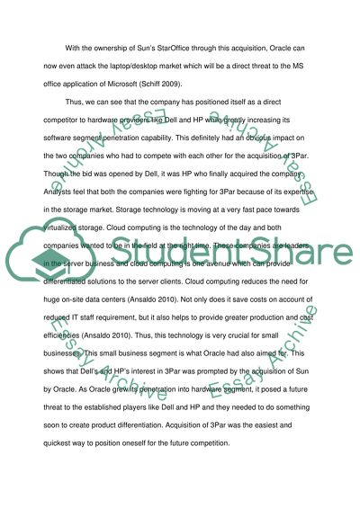 Did Oracles purchase of Sun Microsystems increase HPs and Dells interest in 3Par (company). Explain