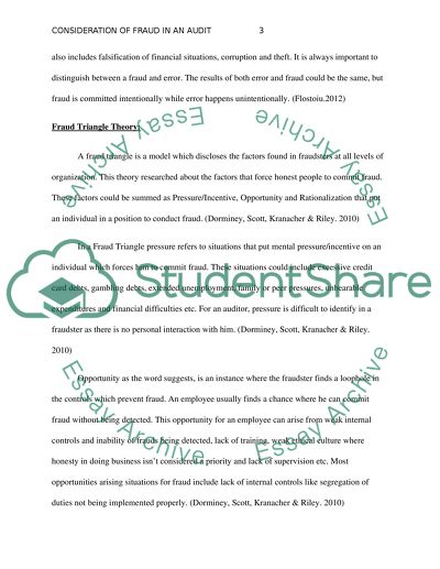 Concideration of fraud in an audit