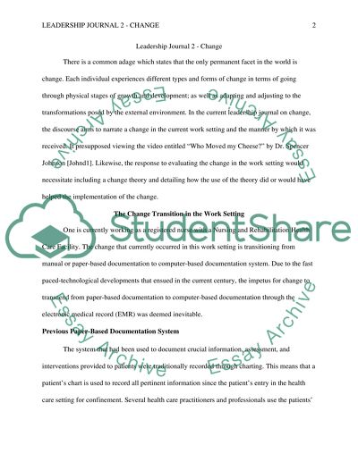 Leadership journal 2- change