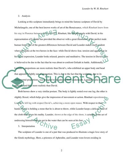 Analysis of the sculpture of Leander by William Henry Rinehart
