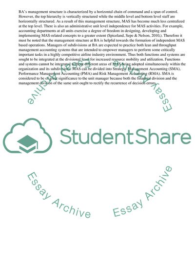 Budgetary Process of the British Airways Group