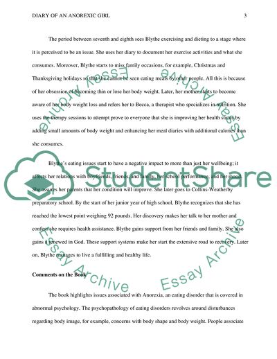 Analysis of Diary of an Anorexic Girl