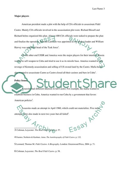 THE ATTEMPTED ASSASSINATION OF FIDEL CASTRO