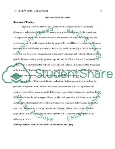 Interview Spiritual Leader