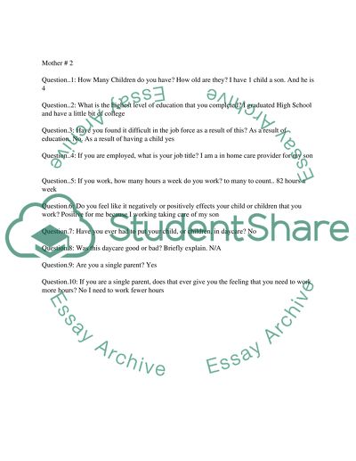 Motherhood and employment (Questions)