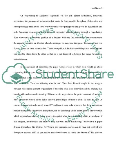 Bouwsmas Argument in Descartes Evil Genius