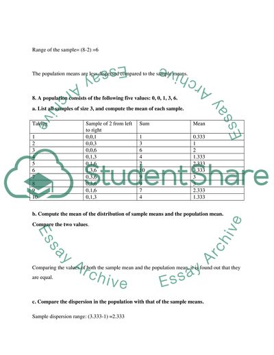 Statistics Exercises Analysis
