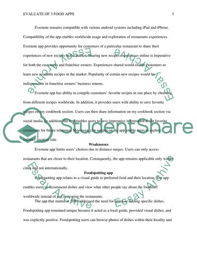 Evaluation of 3 Food Apps