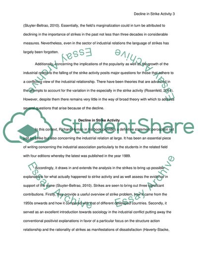 Strike Activity as a Feature of Contemporary Employment Relations