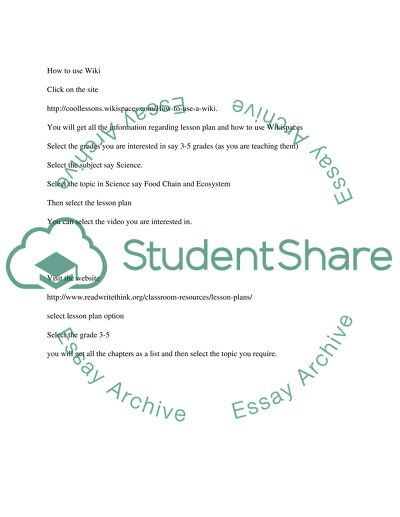Summury for food chain lesson plan