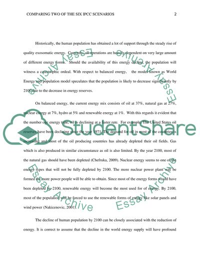 Comparing two of the six IPCC scenarios