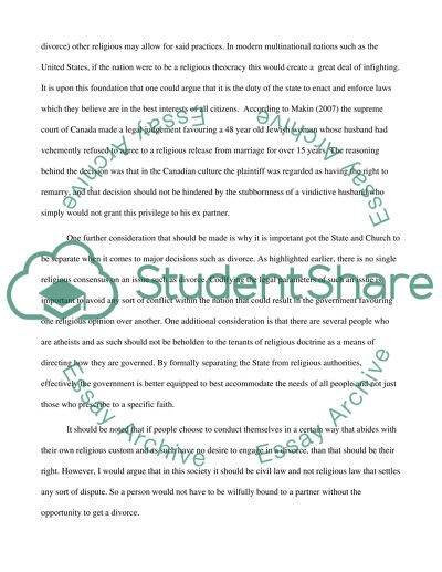 What role, if any should religion play in the course of marriage or divorce