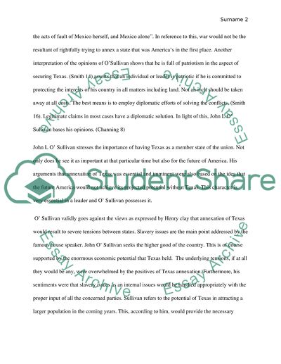 War with Mexico 1844 John O Sullivan position